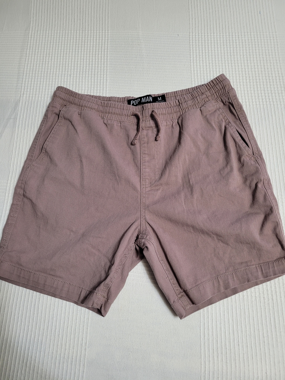 POP MAN Men's Light Brown Drawstring Shorts - Medium - 98% Cotton / 2% Spandex